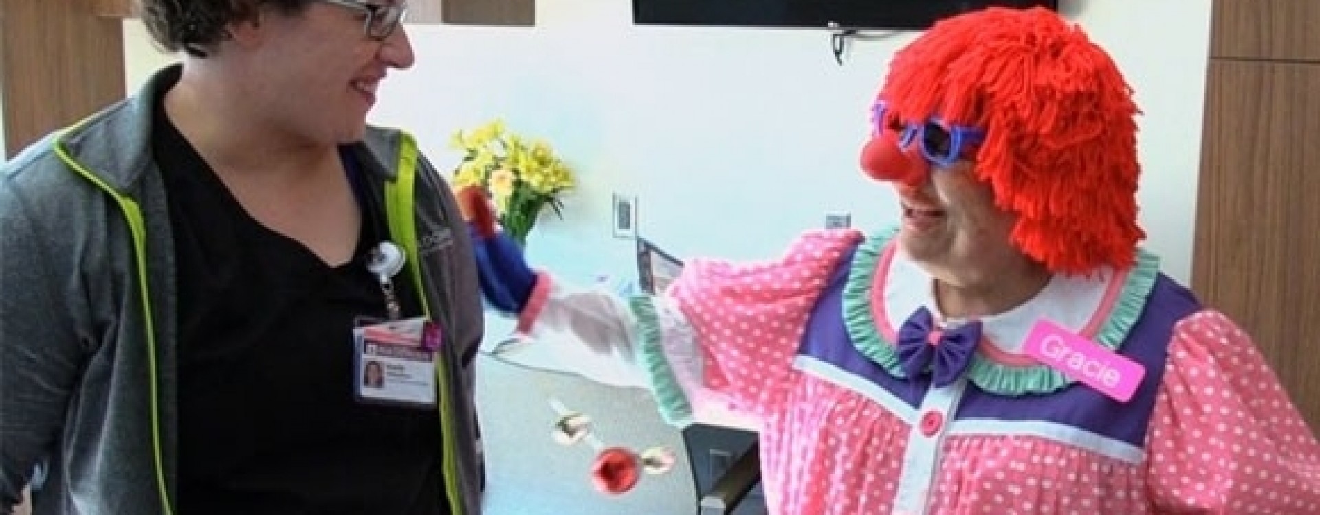 Stroke survivor dresses as clown as part of therapy